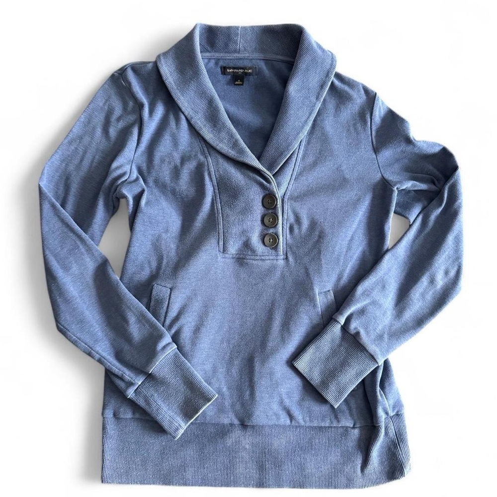 Banana Republic Womens Sweatshirt Small Blue Pullover Minimalist Preppy Clean G
